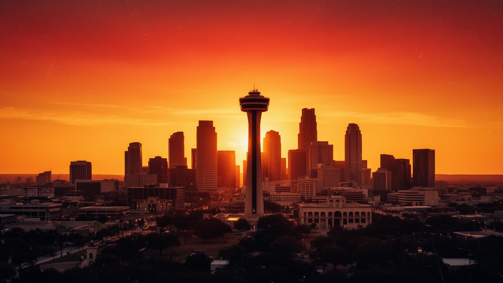 San Antonio skyline at sunset
